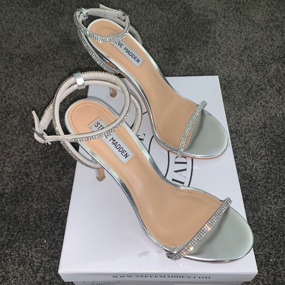 Steve Madden Festive Silver Open toe Heels